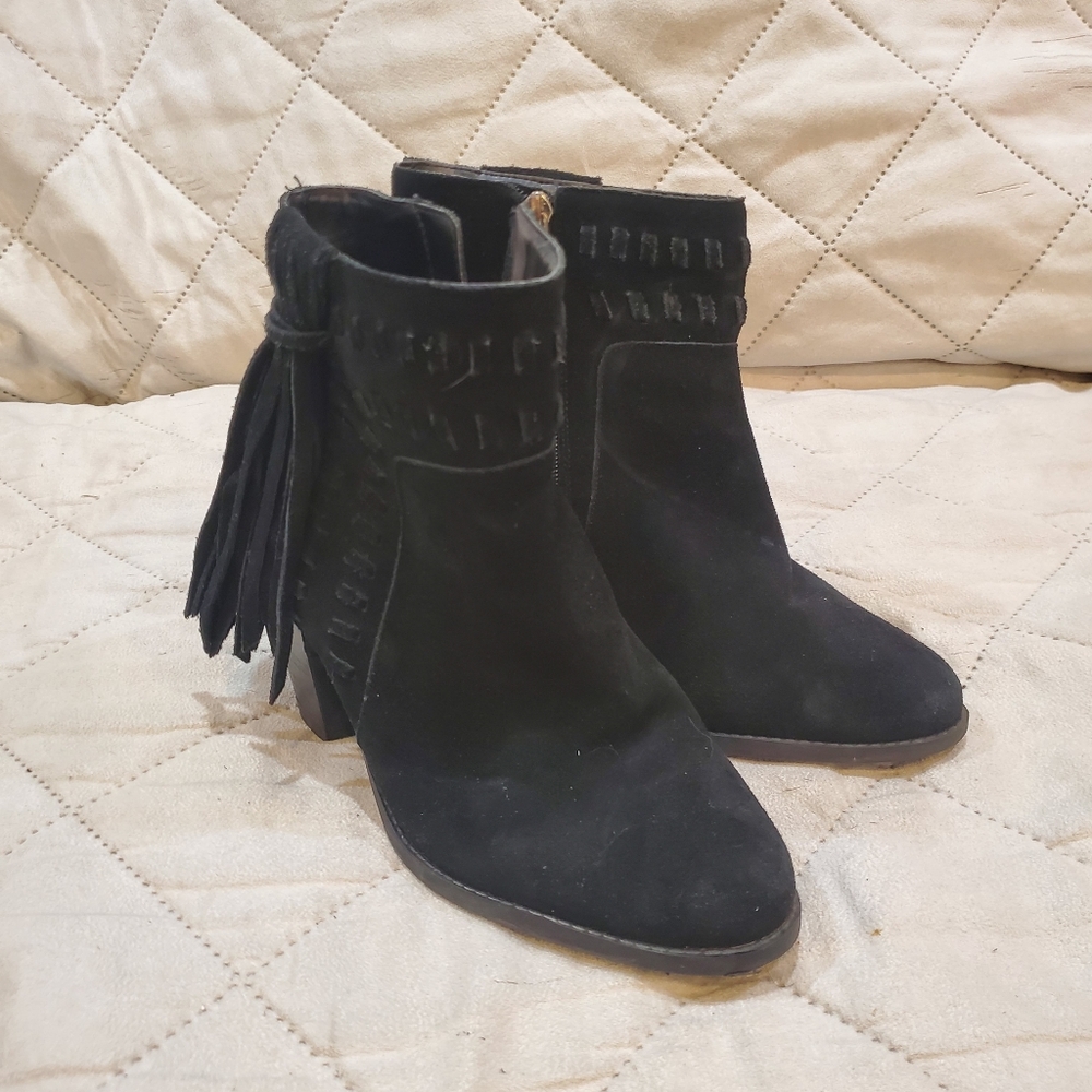 💥💥3/$15💥 Jessica Simpson Black Fringe Heeled Ankle Boot Size 8.5